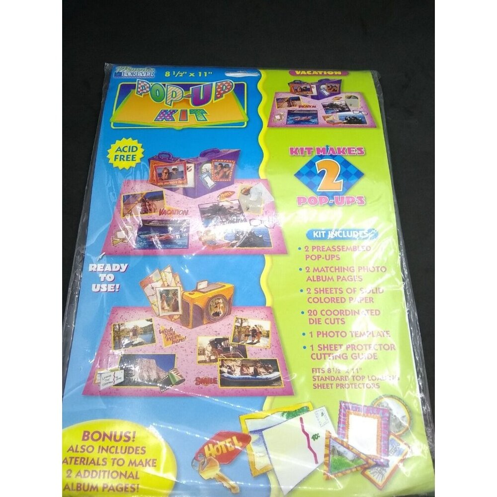 Vtg. 90s Vacation Scrapbooking Page Pop-Up Kit 8-1/2” X 11”  Memories Forever
